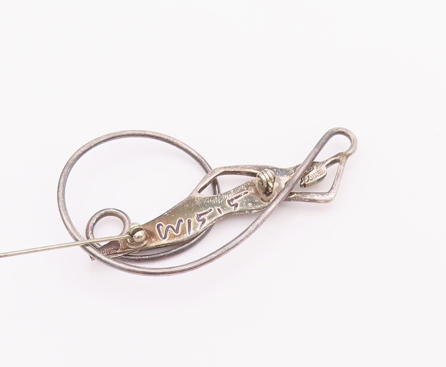 925 Sterling Silver Vintage Brooch Pin Relaxing Inlay Onyx Girl On Swirl BP10776