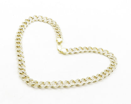 925 Sterling Silver  Petite Topaz Shiny Gold Plated Curb Chain Necklace NE2267
