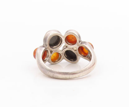 925 Sterling Silver Vintage Ring Designer Cabochon Honey Amber  Sz 6  RG33265