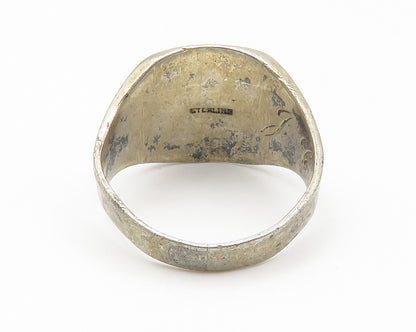 925 Sterling Silver  Vintage Antique RJHS Hammered Band Ring Sz 6  RG14049