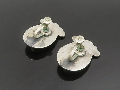 MEXICO 925 Silver  Vintage Antique Scalloped Non Pierced Earrings  EG11671