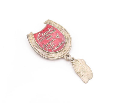 925 Sterling Silver Vintage Brooch Enameled Clarks Antique Shoe Club  BP11523