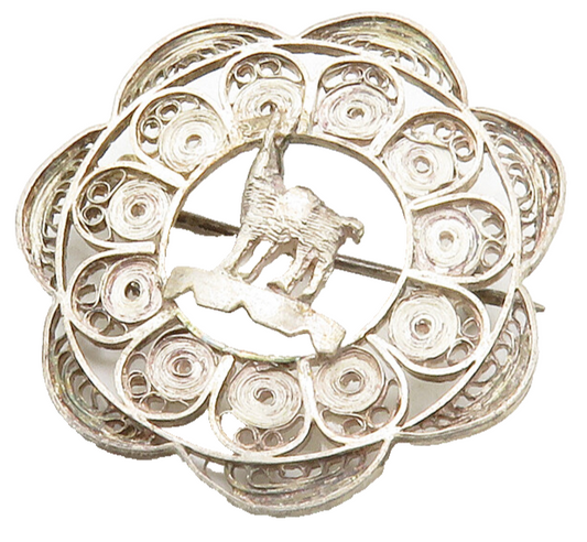 925 Sterling Silver  Vintage Antique Alpaca Filigree Detail Brooch Pin  BP4968