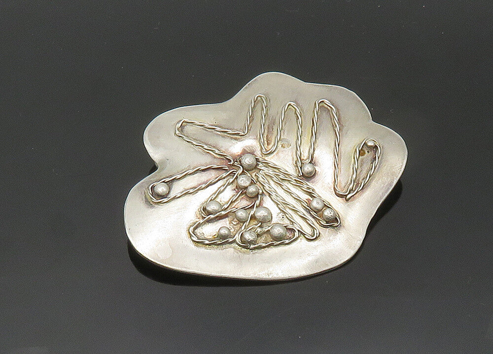 BWS 925 Sterling Silver  Vintage Modernist Twist Pattern Brooch Pin  BP8091