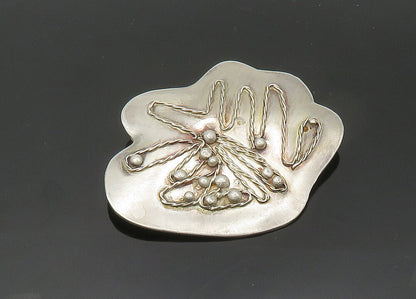 BWS 925 Sterling Silver  Vintage Modernist Twist Pattern Brooch Pin  BP8091