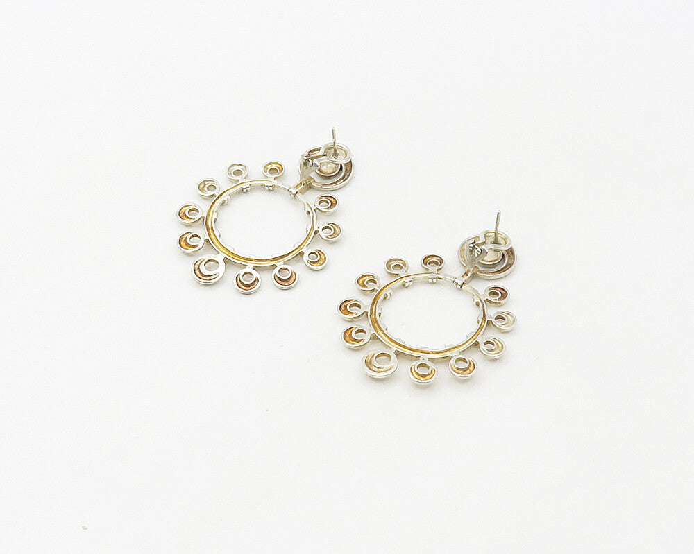 GEORGE ROTH 925 Silver  Vintage Shiny Open Circle Dangle Earrings  EG9012
