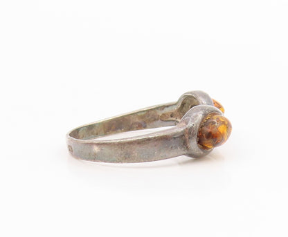 925 Sterling Silver Vintage Ring Baltic Amber Infinity Knot Band Sz 7.5 RG34627