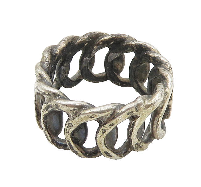 925 Sterling Silver  Vintage Dark Tone Round Link Band Ring Sz 6  RG18093