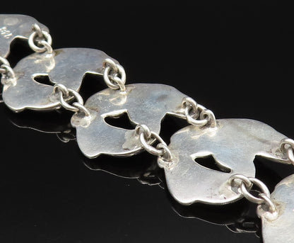 925 Sterling Silver Vintage Swirl Abstract With Bead Ball Link Bracelet BT9595