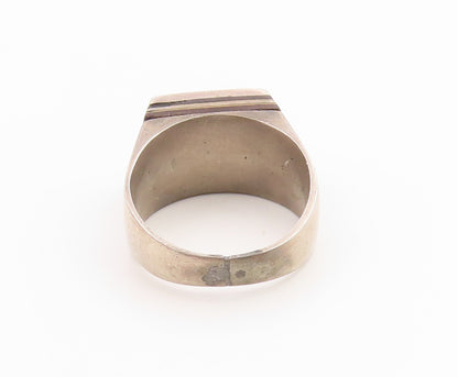 925 Sterling Silver Vintage Ring Classic Etched Geometric Band  Sz 7  RG35511