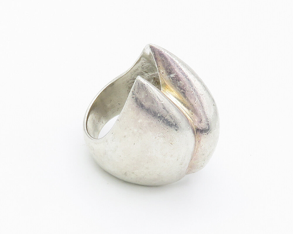 MEXICO 925 Sterling Silver  Vintage Shiny Sculpted Band Ring Sz 7  RG14746