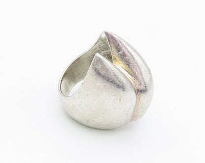 MEXICO 925 Sterling Silver  Vintage Shiny Sculpted Band Ring Sz 7  RG14746