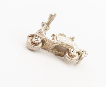 925 Sterling Silver  Vintage 3D Carved Movable Vespa Charm Pendant  PT22331