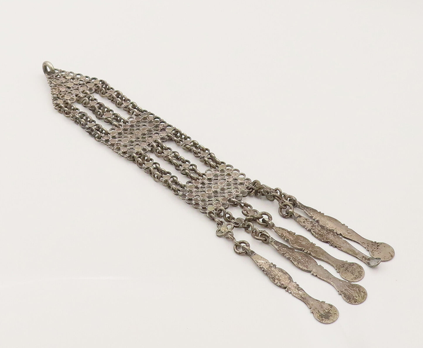 925 Sterling Silver  Vintage Ornate Chain Dangling Long Pendant  PT21981