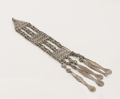 925 Sterling Silver  Vintage Ornate Chain Dangling Long Pendant  PT21981