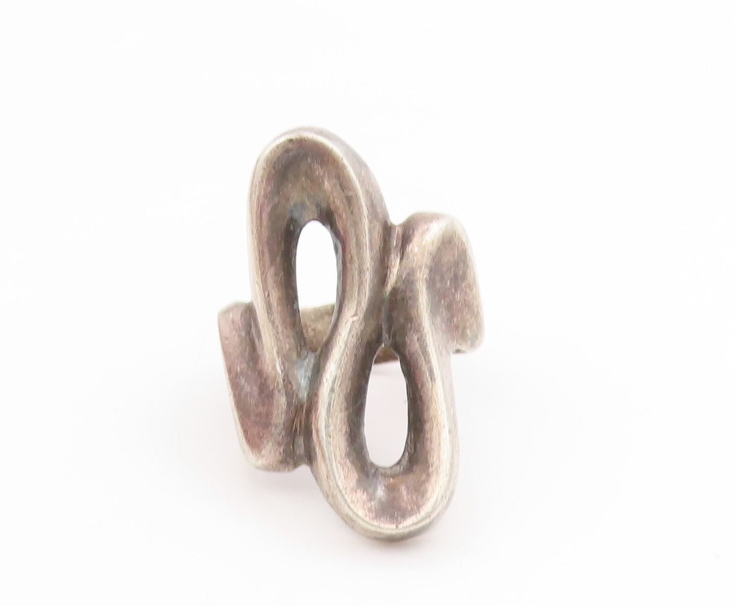 925 Sterling Silver Vintage Ring MEXICO Solid Abstract Loop Band  Sz 8  RG34691