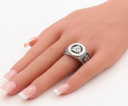 925 Sterling Silver Vintage Ring Dark Tone Celtic Design Cutout  Sz 12  RG31657