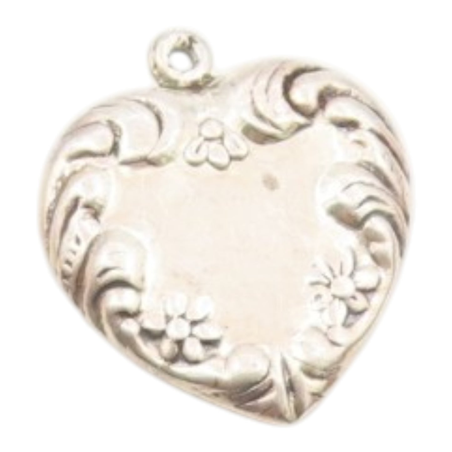 925 Sterling Silver  Vintage Shiny Floral Swirl Love Heart Pendant  PT15732