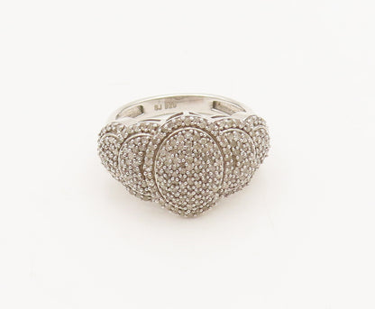 925 Sterling Silver  Vintage Intricate Circles Diamonds Ring Sz 6  RG26857