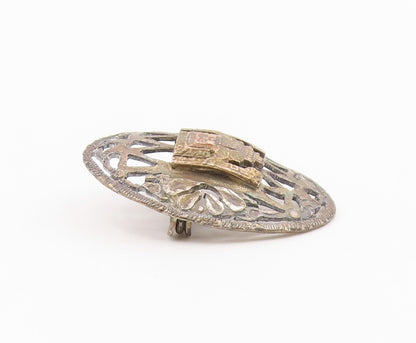 18K GOLD & 925 Silver  Vintage Openwork Tribal Warrior Brooch Pin  BP10245