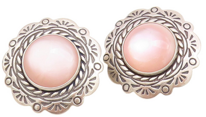 925 Sterling Silver Vintage Earrings CAROLYN POLLACK Mother Of Pearls  EG13621