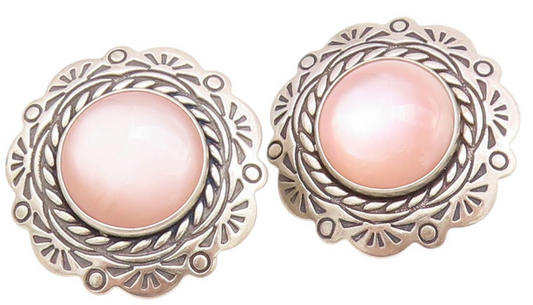 925 Sterling Silver Vintage Earrings CAROLYN POLLACK Mother Of Pearls  EG13621