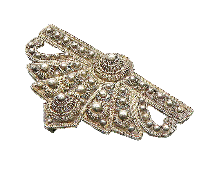 925 Sterling Silver  Vintage Dark Tone Ornate Twist Detail Clip  TR3120