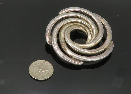 ISRAEL 925 Sterling Silver  Vintage Shiny Spiral Design Brooch Pin  BP7956
