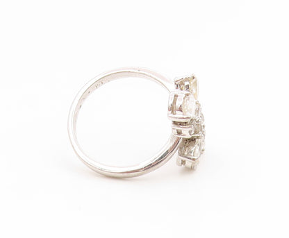 925 Sterling Silver Vintage Ring CZ Elegant Floral Bypass Band  Sz 8  RG35192