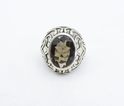 925 Sterling Silver Vintage Smoky Topaz Swirl Cocktail Ring Sz 7 RG4505