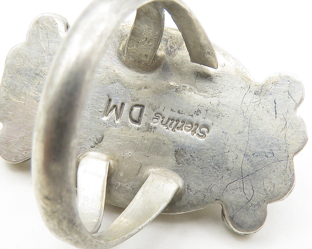 DANIEL MARTINEZ NAVAJO 925 Silver  Vintage Amber Cocktail Ring Sz 7  RG17397