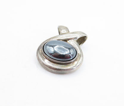 ESPO 925 Sterling Silver  Vintage Cabochon Cut Hematite Slide Pendant  PT3891