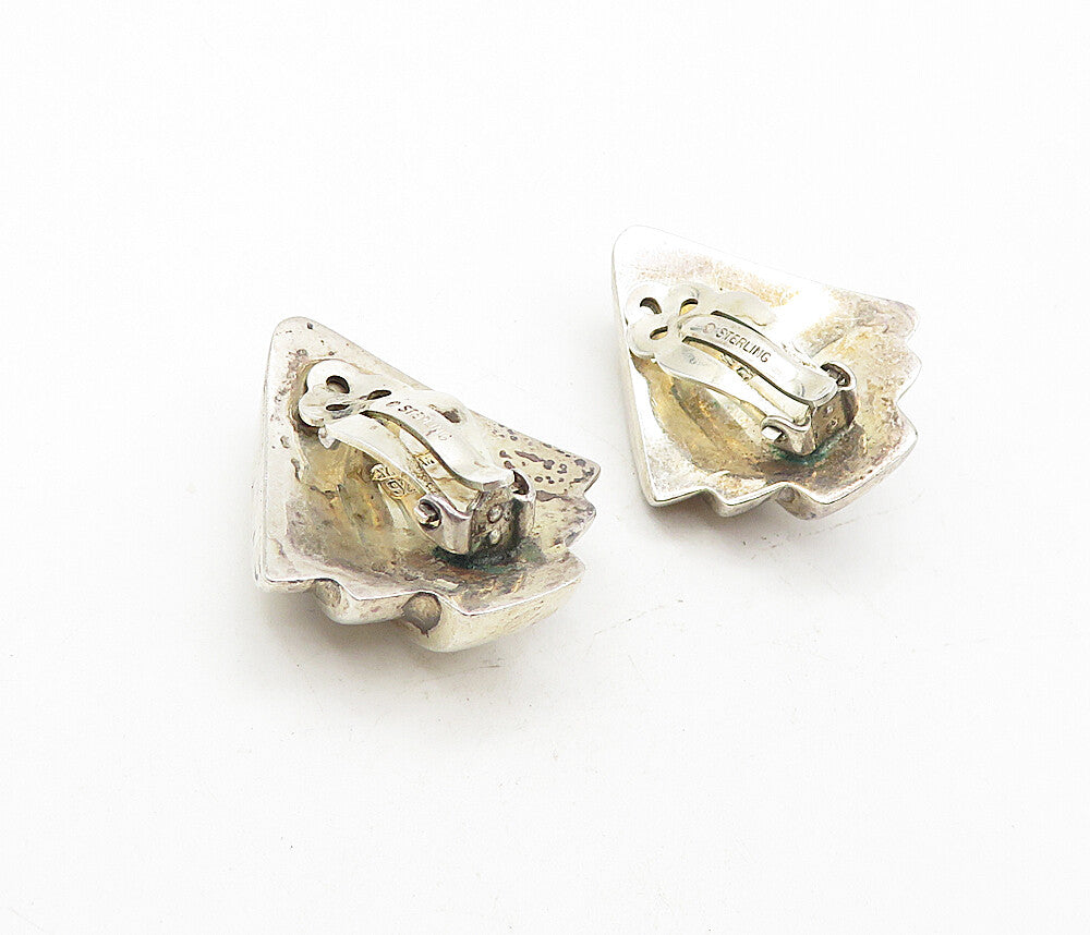 BAYANIHAN 925 Silver  Vintage Fluted Fan Design Non Pierce Earrings  EG3859