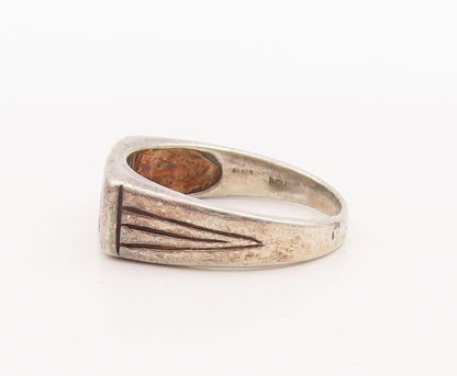925 Sterling Silver Vintage Ring Solid Cutout Square & Rectangle Sz 9.5  RG28804