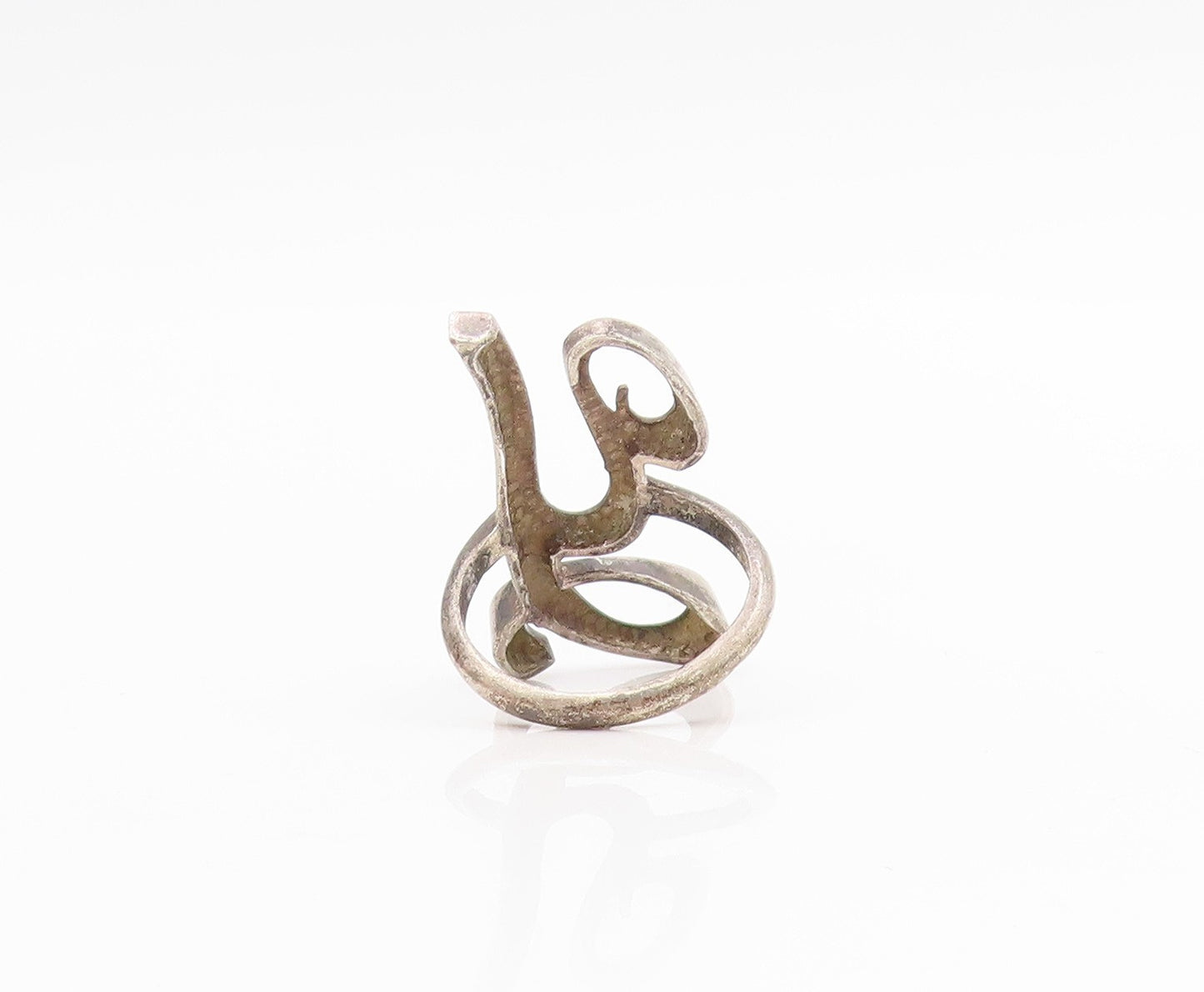 925 Sterling Silver Vintage Ring Letter Y Calligraphy Cutout Band  Sz 5  RG34392