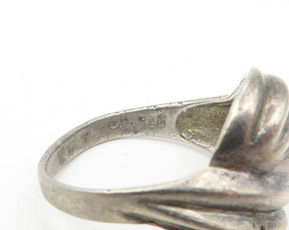 925 Sterling Silver  Vintage Oxidized Fluted Dome Band Ring Sz 6  RG11026