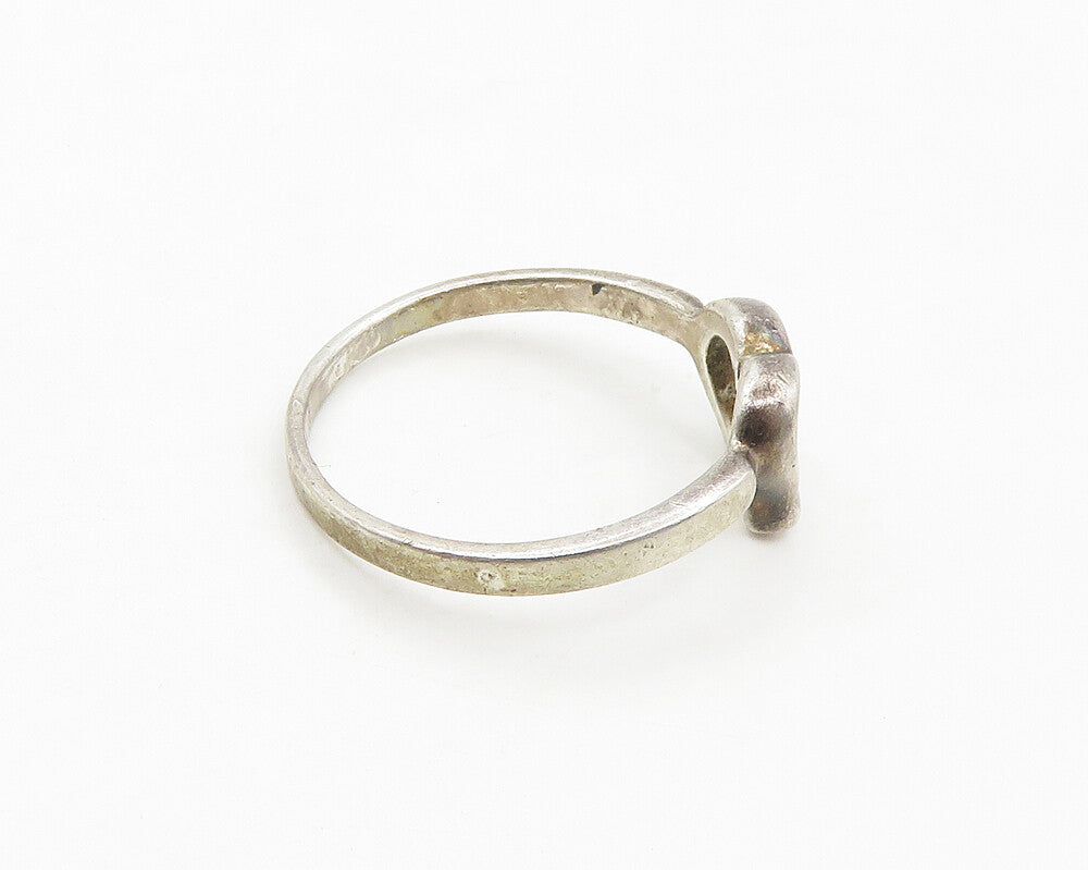 925 Sterling Silver  Vintage Open Love Heart Smooth Band Ring Sz 8.5  RG19233