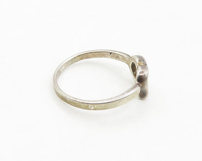 925 Sterling Silver  Vintage Open Love Heart Smooth Band Ring Sz 8.5  RG19233