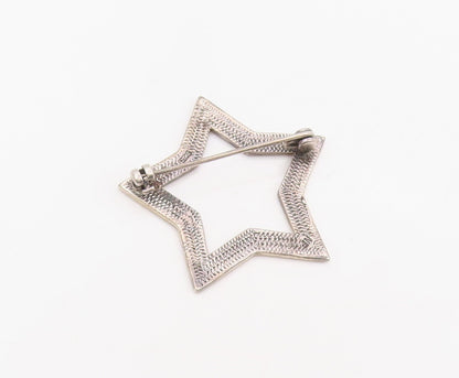 925 Sterling Silver Vintage Brooch Engraved Inspirational Words Star BP12054