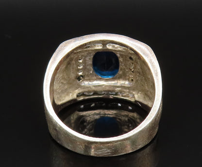 925 Sterling Silver Vintage Sapphire & Cubic Zirconia Ring Sz 10.5 RG25455