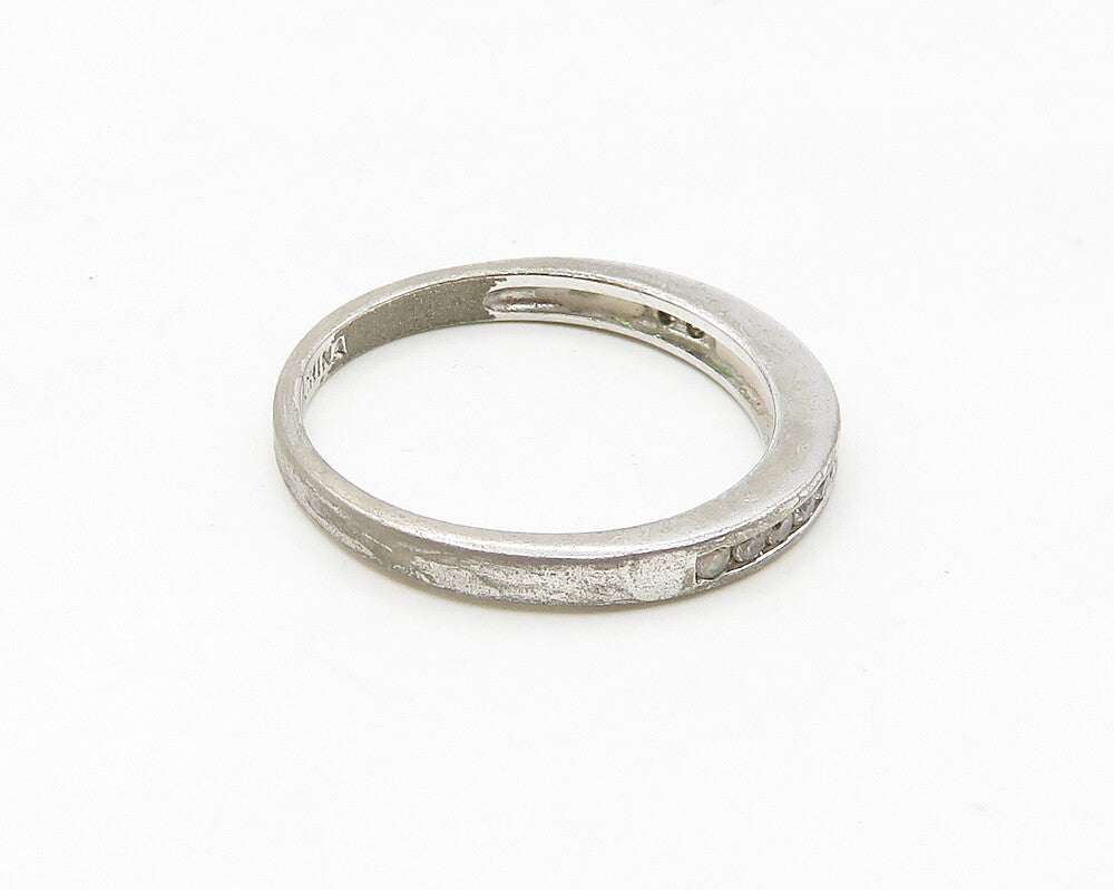 925 Sterling Silver  Petite Shiny Cubic Zirconia Band Ring Sz 9  RG17465
