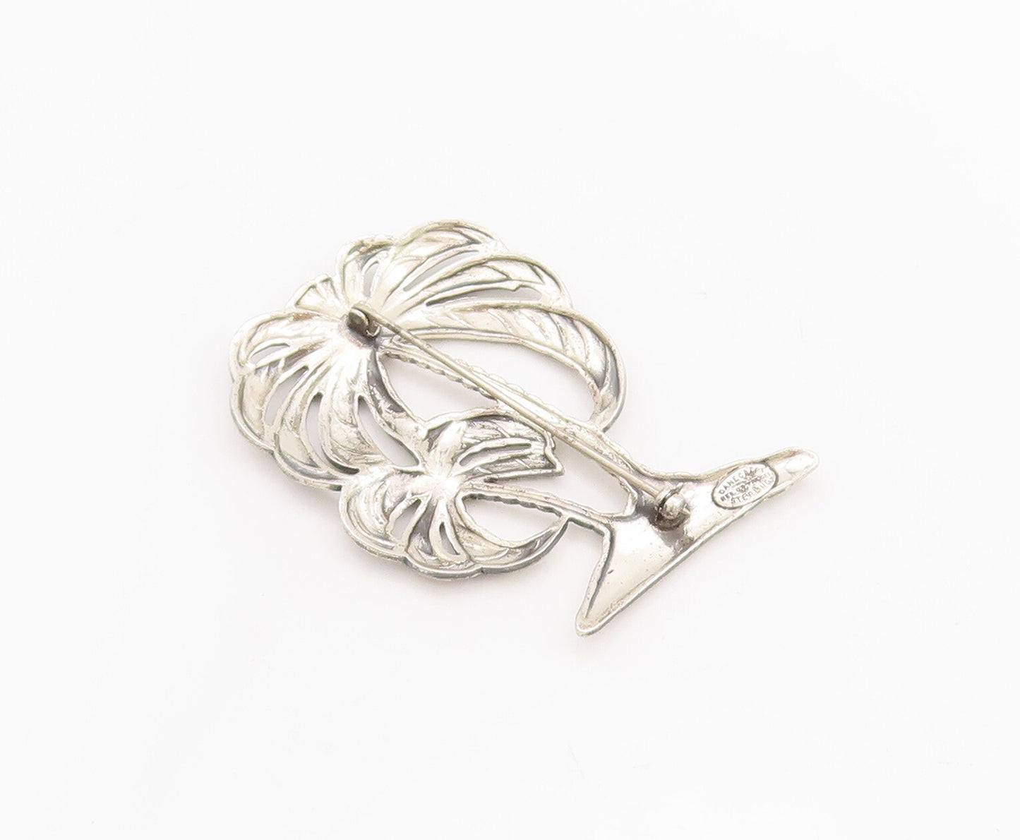 925 Sterling Silver Vintage Brooch Pin DANECRAFT Coconut Tree On Beach  BP11066