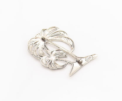 925 Sterling Silver Vintage Brooch Pin DANECRAFT Coconut Tree On Beach  BP11066