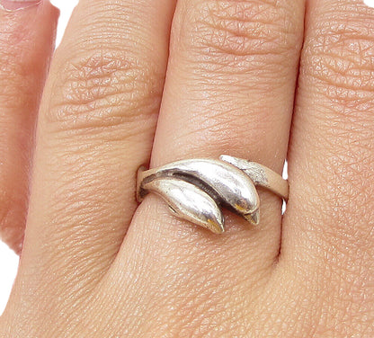 925 Sterling Silver  Vintage Jumping Dolphins Band Ring Sz 7  RG3356