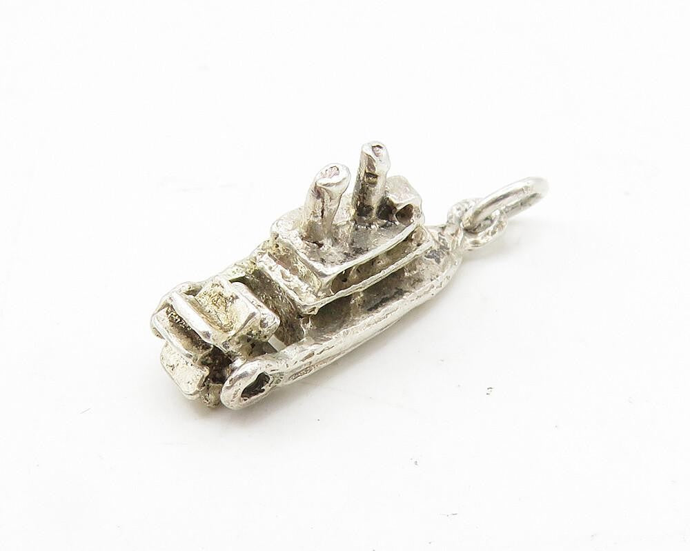 925 Sterling Silver  Vintage Petite Ferry Boat Motif Drop Pendant  PT7972