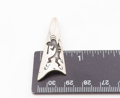 NAVAJO 925 Sterling Silver  Vintage Oxidized Kokopelli Dancer Pendant  PT10445