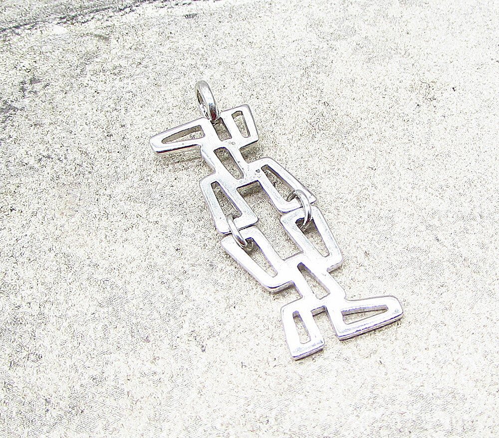 925 Sterling Silver  Linked Cut Out Art Deco Drop Pendant  PT1651