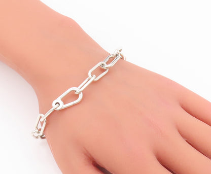 925 Sterling Silver Vintage Bracelet PANDORA Cutout Oval Rings Linked  BT10439
