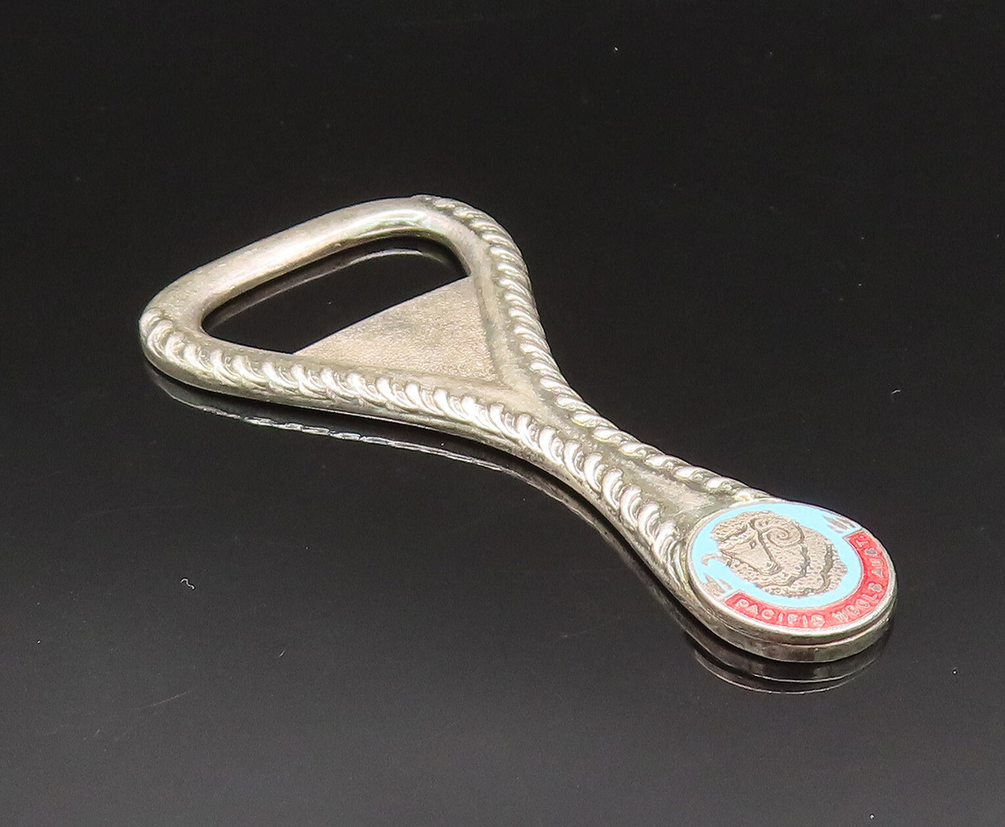 AUSTRALIA 925 Silver  Vintage Ribbed Edge Enamel Souvenir Bottle Opener TR3369