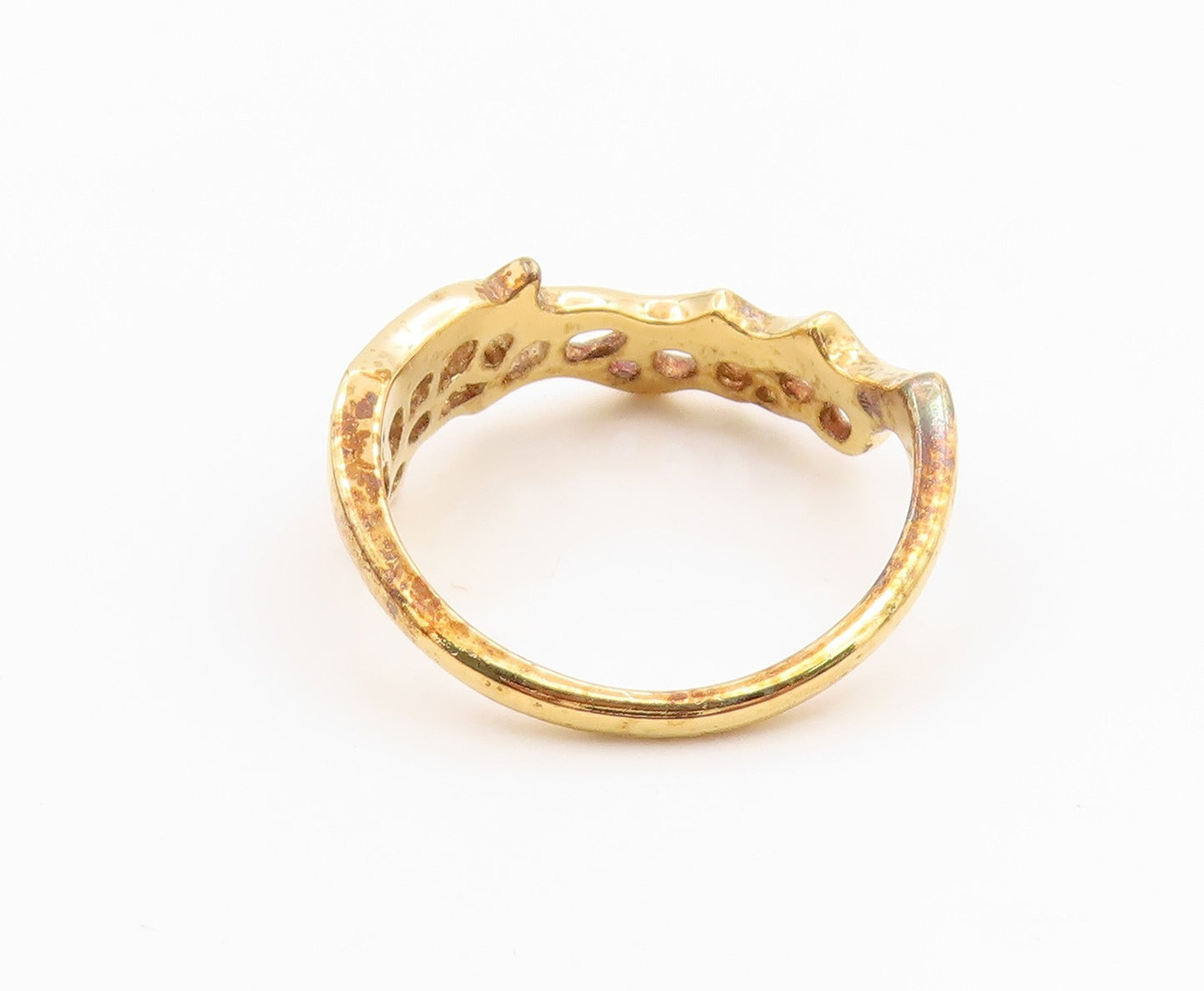 925 Sterling Silver Vintage Ring Gold Plated Openwork Multi Band Sz 9.5 RG36228
